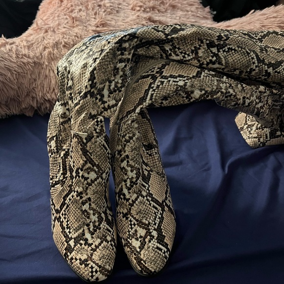 Shoes - Snake skin thigh high boots